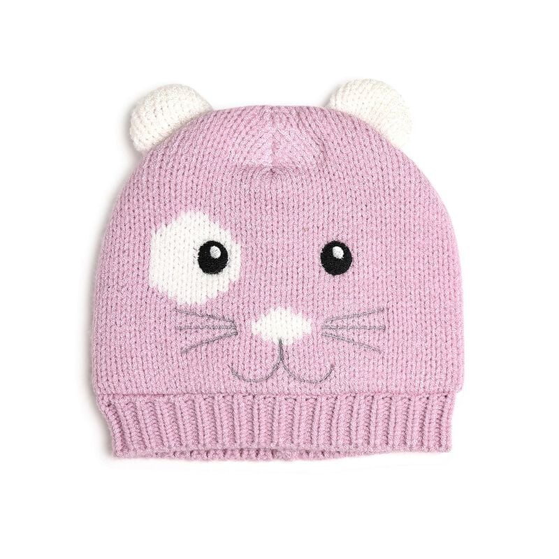 Infants Light Pink Cap with Scarf image number 1
